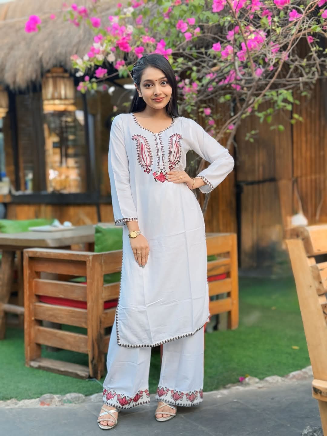 Embroidery Cotton Two Piece Co-Ord Set